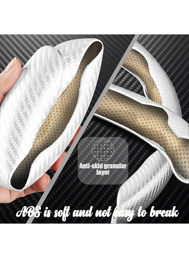 Car Steering Wheel Cover, Carbon Fiber Texture Steering Wheel Cover for Women & Man, Safe and Non Slip Car Accessory, Universal Fit 99% Car Steering Wheel Protector (White) - Image 5