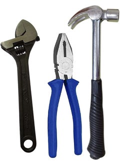Inditrust Inditrust Heavy duty hand tool kit 8inch Plier 8inch Adjustable Wrench and Claw Hammer Pack of 3 
