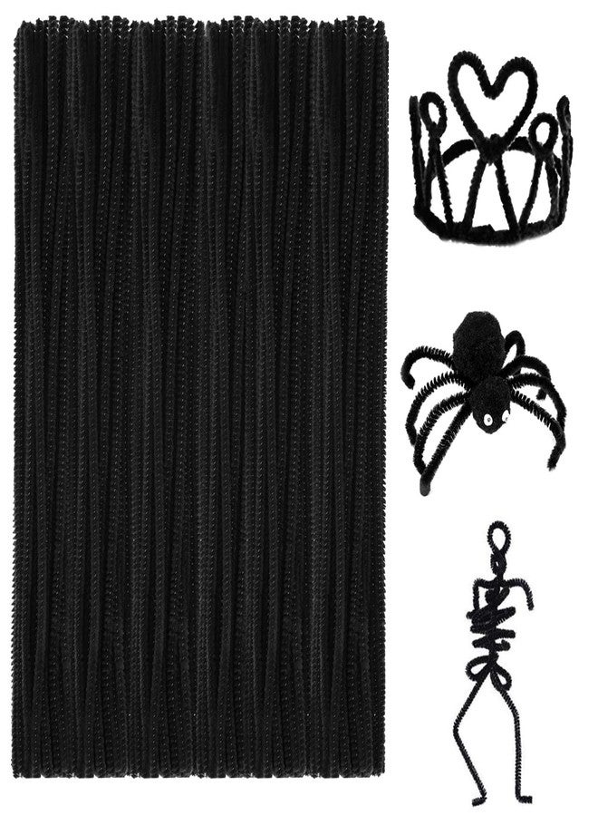 Anvin Pipe Cleaners 100 Pcs Black Color Chenille Stems for DIY Crafts Decorations Creative School Projects (6 mm x 12 Inch, Black) - Image 1