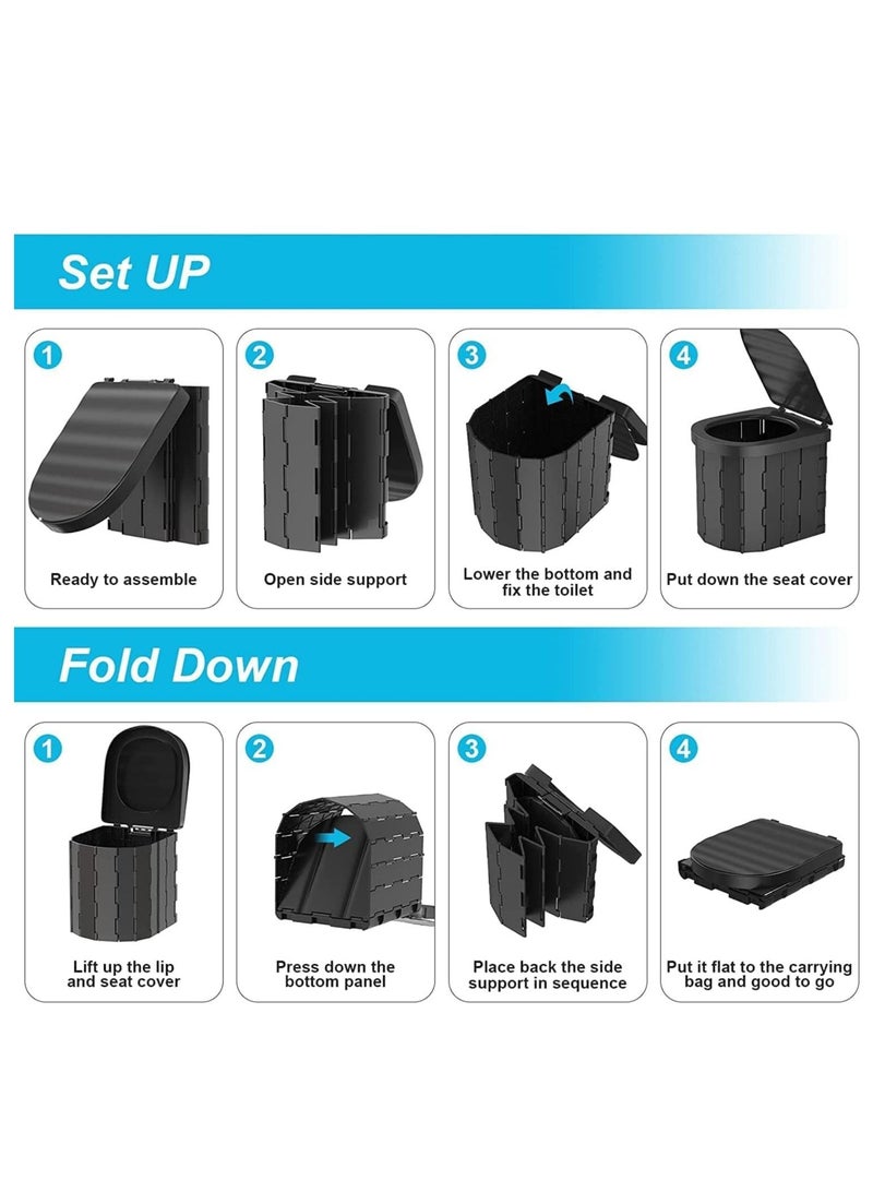 Arabest مرحاض تخييم محمول، مرحاض محمول قابل للطي مع غطاء، نونية سيارة مقاومة للماء للكبار، نونية محمولة للبالغين، مرحاض التخييم والسفر والتنزه سيرًا على الأقدام والقارب والشاطئ - Image 2