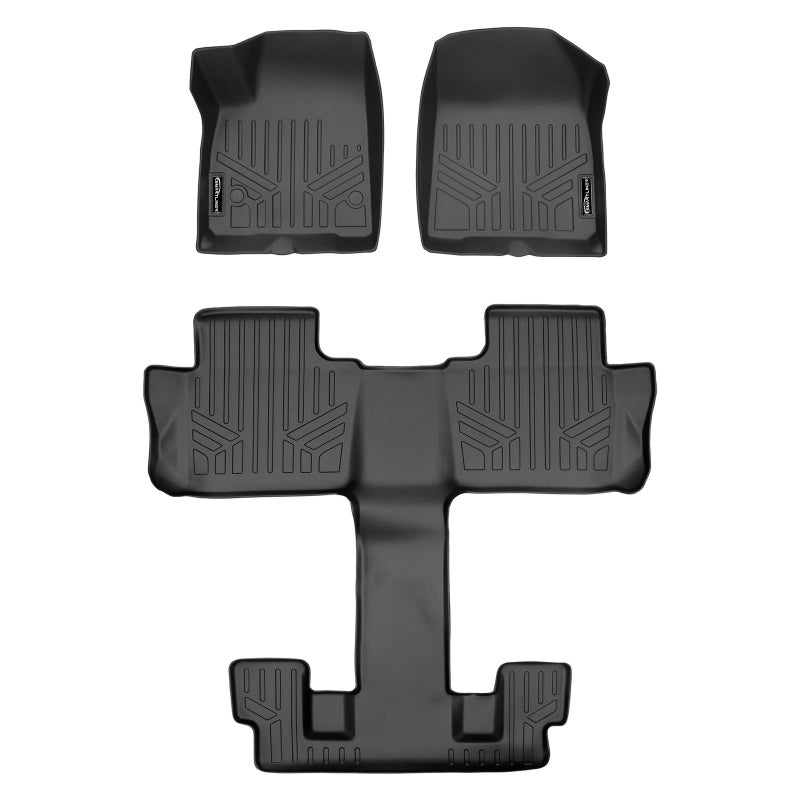 SMARTLINER Custom Fit Floor Mats 3 Row Liner Set Black for 2017-2022 GMC Acadia