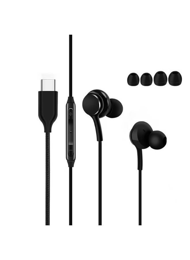 Type-C In-Ear Wire-Controlled Headphones - Adapted to Type-C Interface Electronic Equipment - High Definition Call Active Noise Cancellation Headphones - Volume Control - Image 2