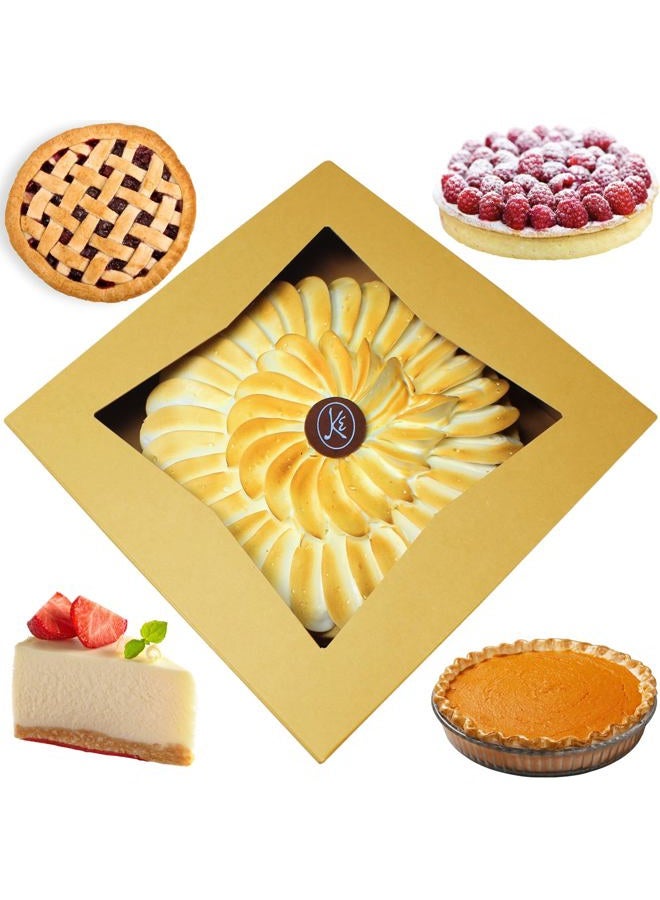 BakeLuv Brown Bakery Boxes with Window 9x9x2.5 inches | 12 Pack | Auto-Popup | Thick & Sturdy 350 GSM | Mini Pie Boxes with Window, Cake Boxes, Cookie Boxes, Dessert, Take Out Boxes, Pastry Boxes - Image 1