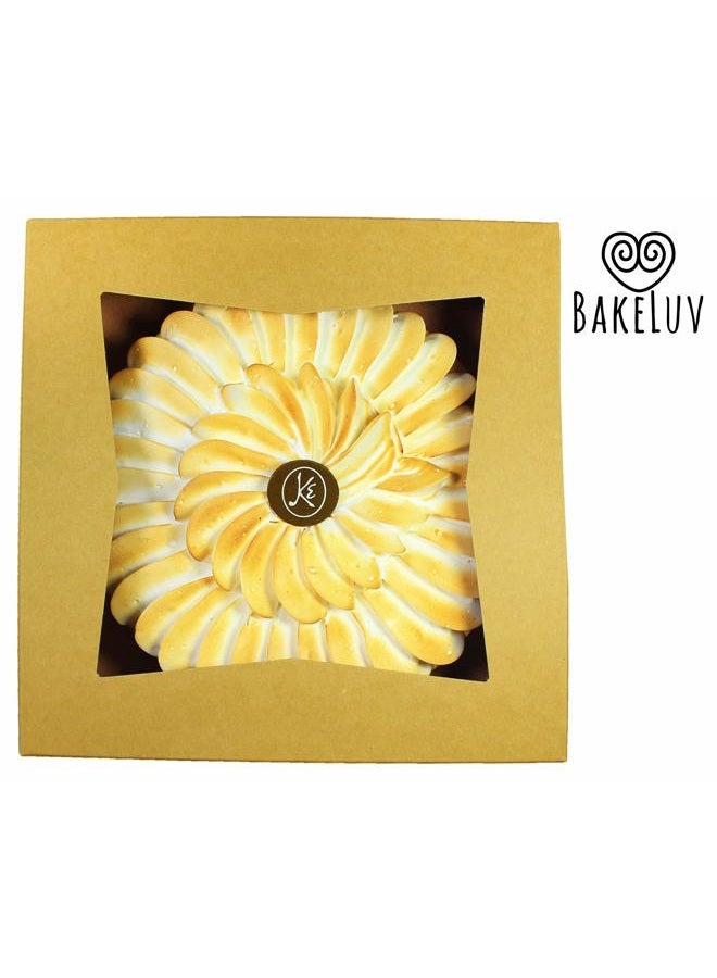 BakeLuv Brown Bakery Boxes with Window 9x9x2.5 inches | 12 Pack | Auto-Popup | Thick & Sturdy 350 GSM | Mini Pie Boxes with Window, Cake Boxes, Cookie Boxes, Dessert, Take Out Boxes, Pastry Boxes - Image 5