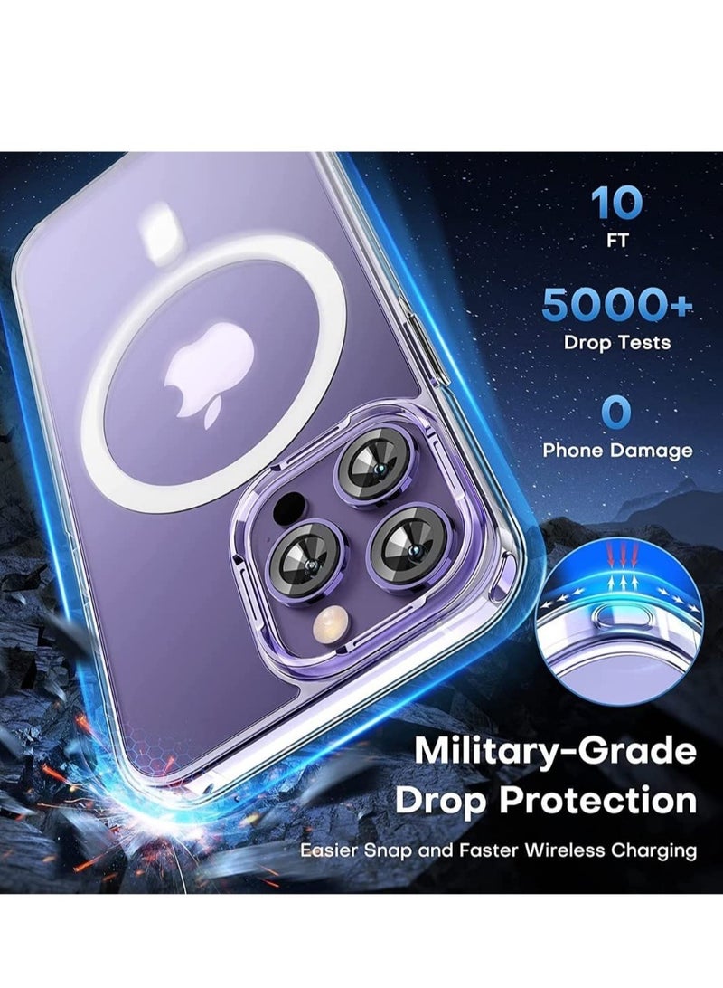 ELTRAZONE 5 in 1 Magnetic Case for iPhone 14 Pro Max [Military Grade Drop Protection] with 2X Screen Protector +2X Camera Lens Protector, Transparent Slim Fit Compatible with Magsafe Case-Clear - Image 5