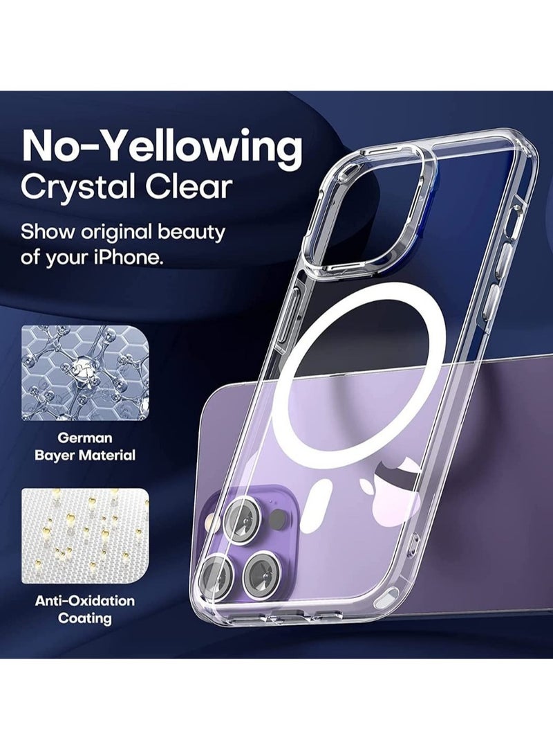 ELTRAZONE 5 in 1 Magnetic Case for iPhone 14 Pro Max [Military Grade Drop Protection] with 2X Screen Protector +2X Camera Lens Protector, Transparent Slim Fit Compatible with Magsafe Case-Clear - Image 2