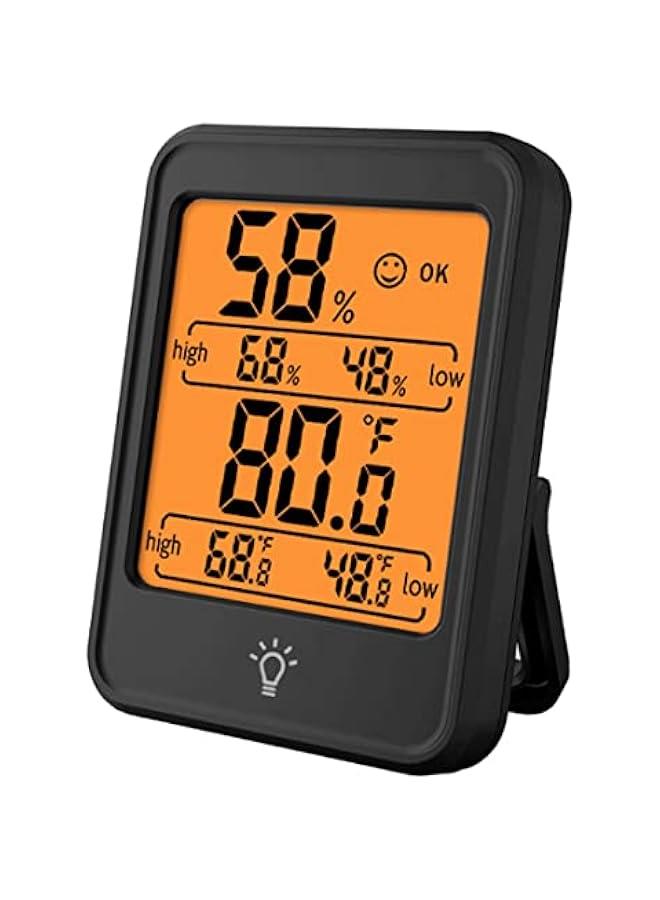 RYNX Indoor Thermometer Digital Hygrometer Room Thermometer Humidity Monitor with Backlight Suitable for Bedroom Baby Room  Cellar Laboratory Black) - Image 1