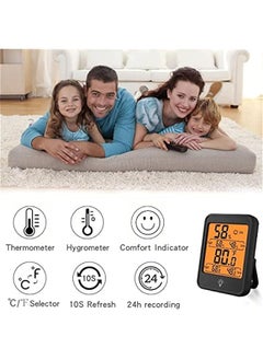 RYNX Indoor Thermometer Digital Hygrometer Room Thermometer Humidity Monitor with Backlight Suitable for Bedroom Baby Room  Cellar Laboratory Black)  - Image 2