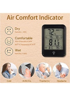 RYNX Indoor Thermometer Digital Hygrometer Room Thermometer Humidity Monitor with Backlight Suitable for Bedroom Baby Room  Cellar Laboratory Black)  - Image 3