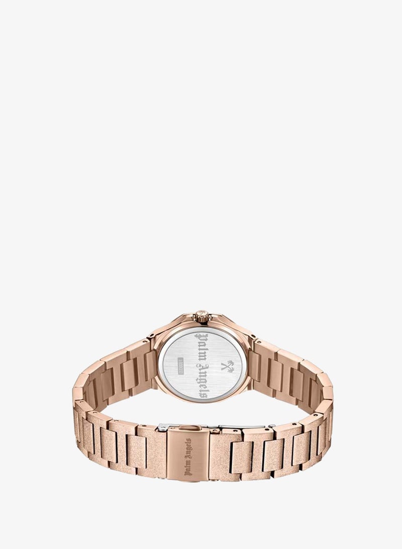 Palm Angels Aura Rose Gold Dial Rose Gold Stainless Steel Bracelet Analog Watch for Women, 28mm - Image 3