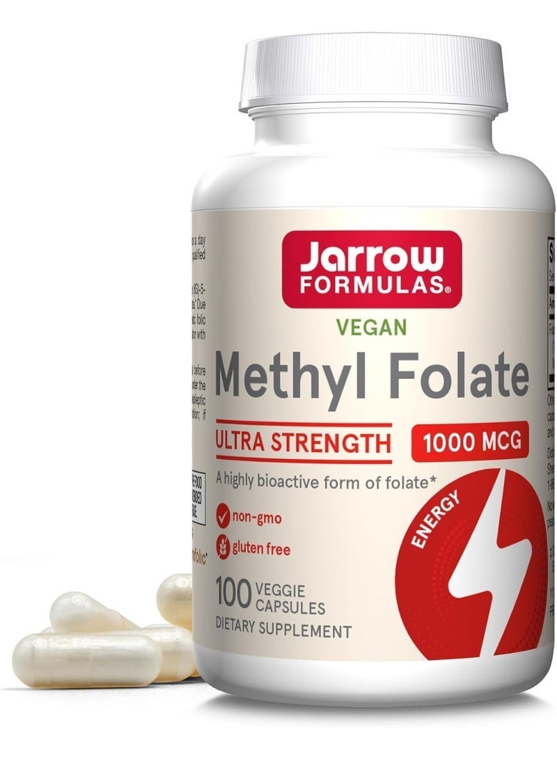 Jarrow Formulas Methyl Folate Veggie Caps - 1000 Mcg - 100 Count - Methyl Folate Supplement – To Provide Folate - 5-MTHF Supplement - Image 1