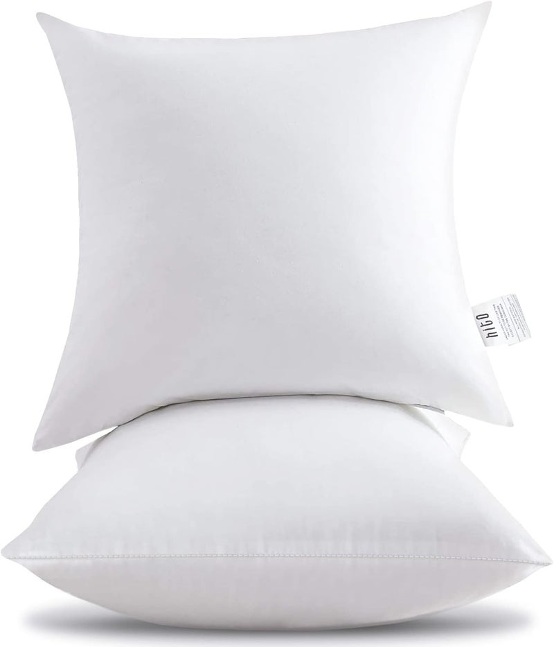 HITO 18x18 Pillow Inserts (Set of 2) - Down Alternative 100% Cotton Cover Decorative Square Throw Pillows White for Couch Bed Sofa - Image 1