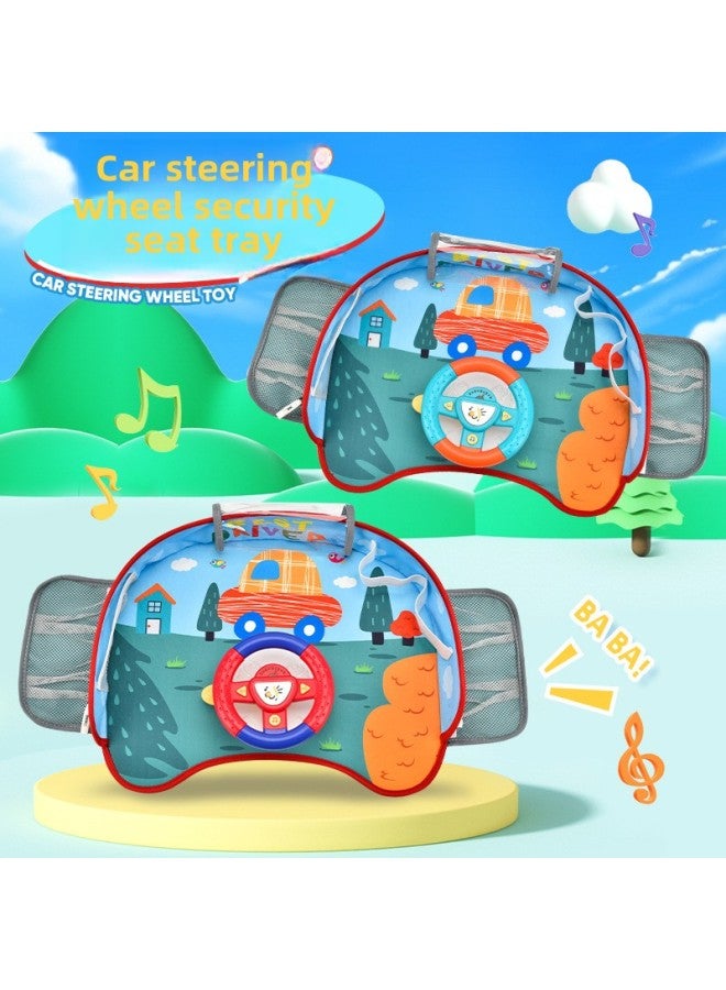 Children's Early Education Machine Car Steering Wheel Safety Seat Tray Unlimited Rotation Steering Wheel Baby Toy-color:DK263786green - Image 1