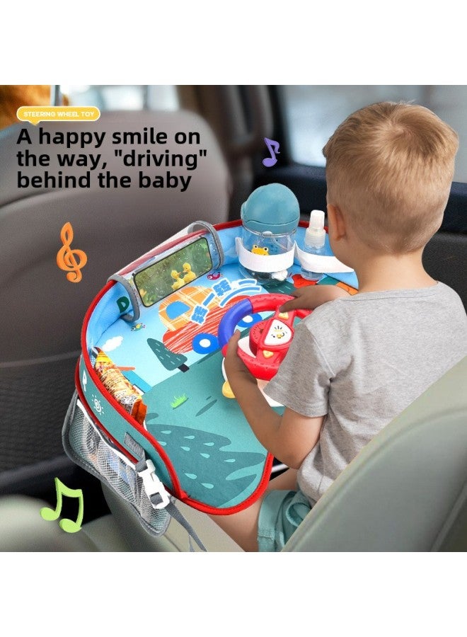 Children's Early Education Machine Car Steering Wheel Safety Seat Tray Unlimited Rotation Steering Wheel Baby Toy-color:DK263786green - Image 2