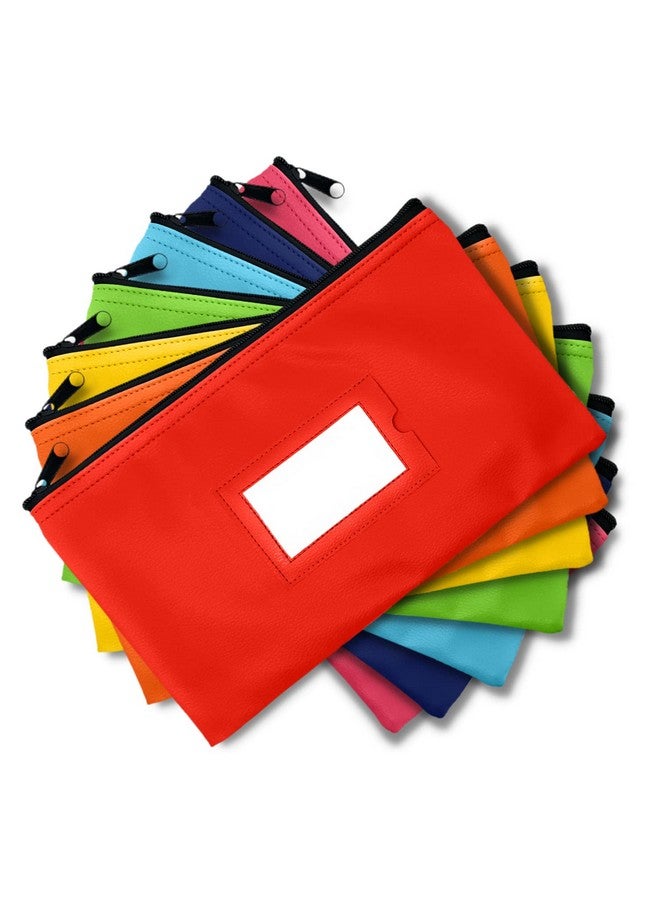 GIDABRAND Money Bank Deposit Bag With Zipper | 11X6 Inch | 7 Days 7 Pieces 7 Colors | Durable Leatherette Money Cash Coin Check Wallet Pouch For Men & Women With Framed Id Window And 7 Blank Card | By Gidabrand - Image 1