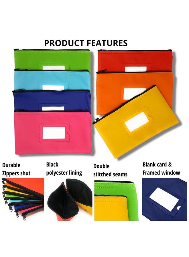 GIDABRAND Money Bank Deposit Bag With Zipper | 11X6 Inch | 7 Days 7 Pieces 7 Colors | Durable Leatherette Money Cash Coin Check Wallet Pouch For Men & Women With Framed Id Window And 7 Blank Card | By Gidabrand - Image 3