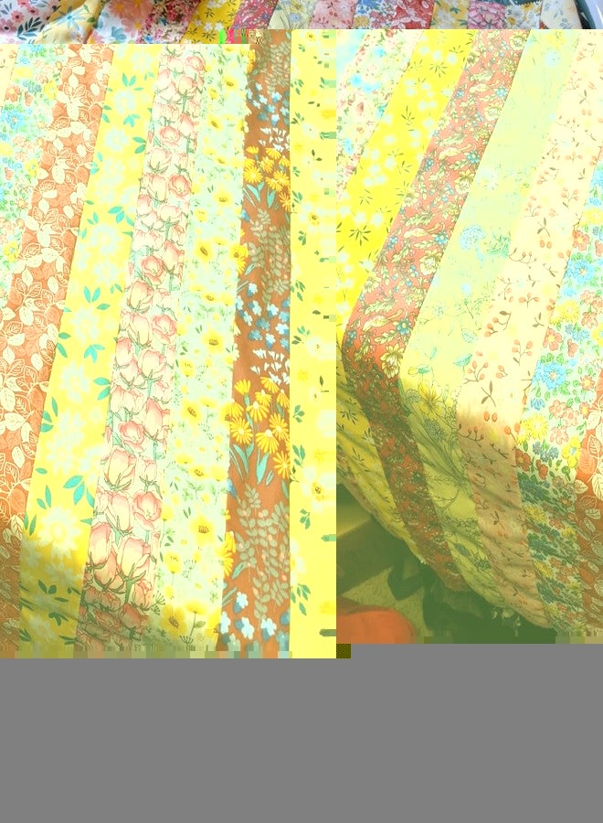 LENAILIN Jelly Roll Fabric - 20 Assorted Floral Prints, 100% Cotton Quilting Fabric, 40 Pre-Cut Strips (2.5 x 44 Inch) for Quilting, Sewing, and DIY Projects -Summer Sunshine - Image 4