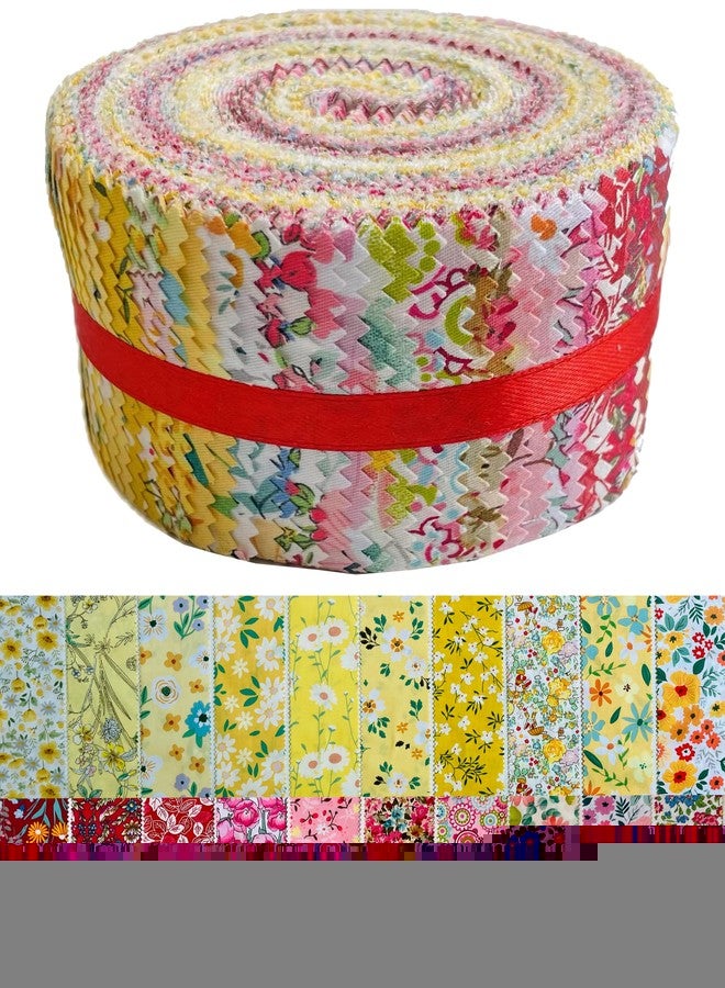 LENAILIN Jelly Roll Fabric - 20 Assorted Floral Prints, 100% Cotton Quilting Fabric, 40 Pre-Cut Strips (2.5 x 44 Inch) for Quilting, Sewing, and DIY Projects -Summer Sunshine - Image 2