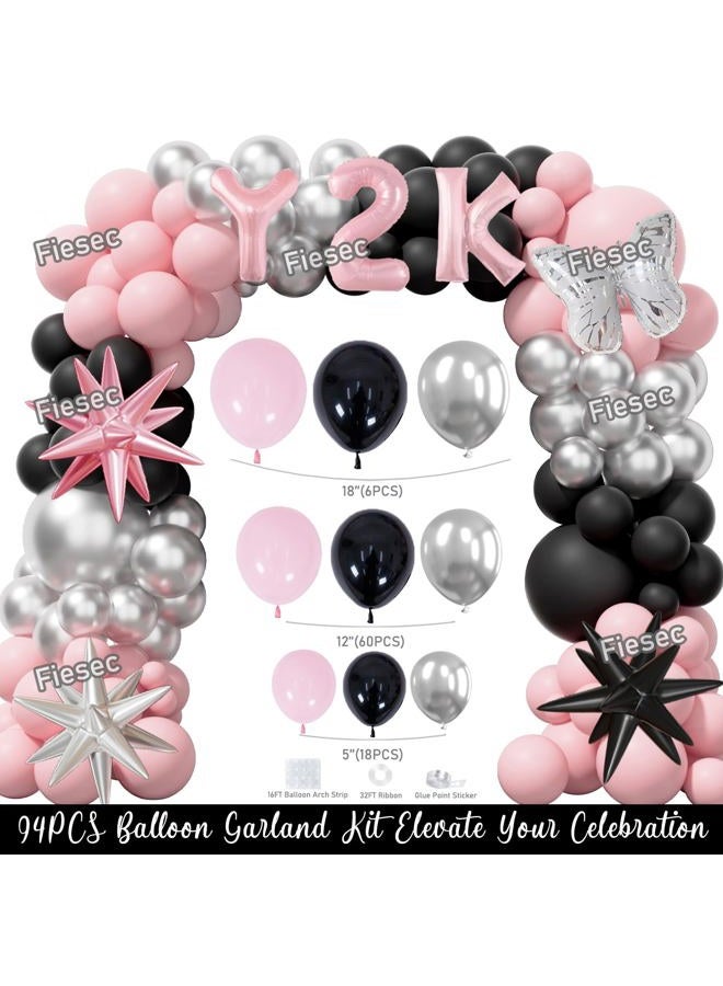 Fiesec Y2k Party Decorations – 109 PCs 2000 the Party Supplies with Backdrop, Tablecloth, Balloon Garland, Banner, Cake Topper, Star Foil Balloons, Cupcake Toppers - Image 3