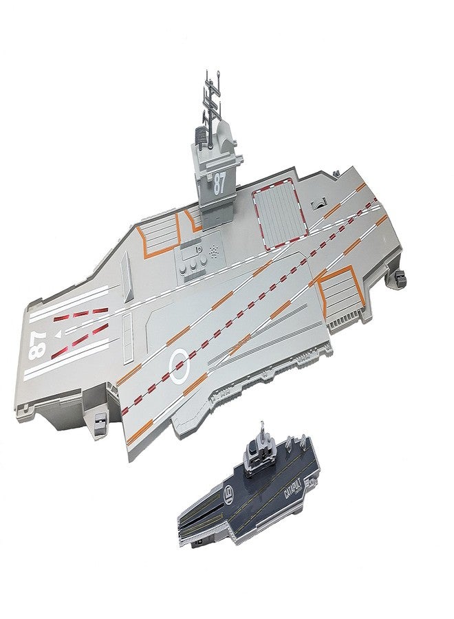 Toy Essentials Large Aircraft Carrier Toy Small Catapult Aircraft Carrier Combo with Fighter Jets and 12 Military Vehicles - Image 3