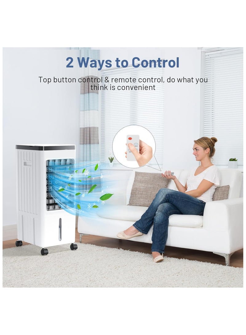 Pikengenus 3-IN-1 Portable Air Conditioners, Evaporative Air Cooler w/Remote & 3 Speeds, Windowless Air Conditioner, 2 Gal Tank & 4 Ice Packs for 45H Cooling, Quiet Portable AC for Room Bedroom Office - Image 4