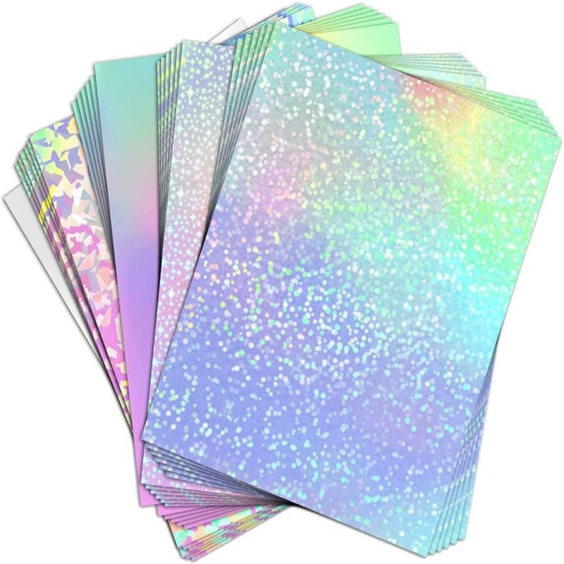 Printable Vinyl Sticker Paper 8.5 X 11 Inches - High Ink Absorption & Brilliant Print Effects Holographic Laminating Sheets for DIY Decorative Labels, Laptop & Cup Customization - Image 2