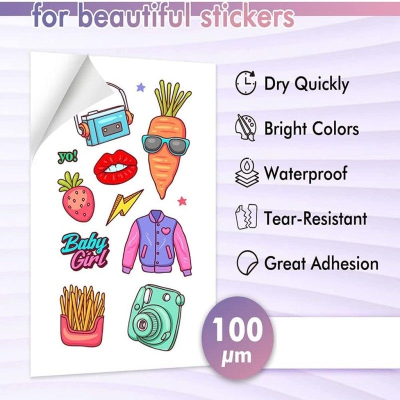 Printable Vinyl Sticker Paper 8.5 X 11 Inches - High Ink Absorption & Brilliant Print Effects Holographic Laminating Sheets for DIY Decorative Labels, Laptop & Cup Customization - Image 4