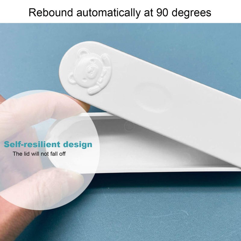 Zerodis Cotton Swab Box, Cartoon Bear Pattern Mini Travel Swab Case Unique Keepsake Trinket Box with Cover for Home Office(White) - Image 2