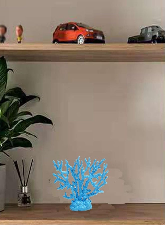 ALHBEJT Blue Coral Decor Statue Coral Sculpture Home Decoration Beach/Coastal/Ocean Themed Cabinet Shelf Tabletop Decor (Blue) - Image 5