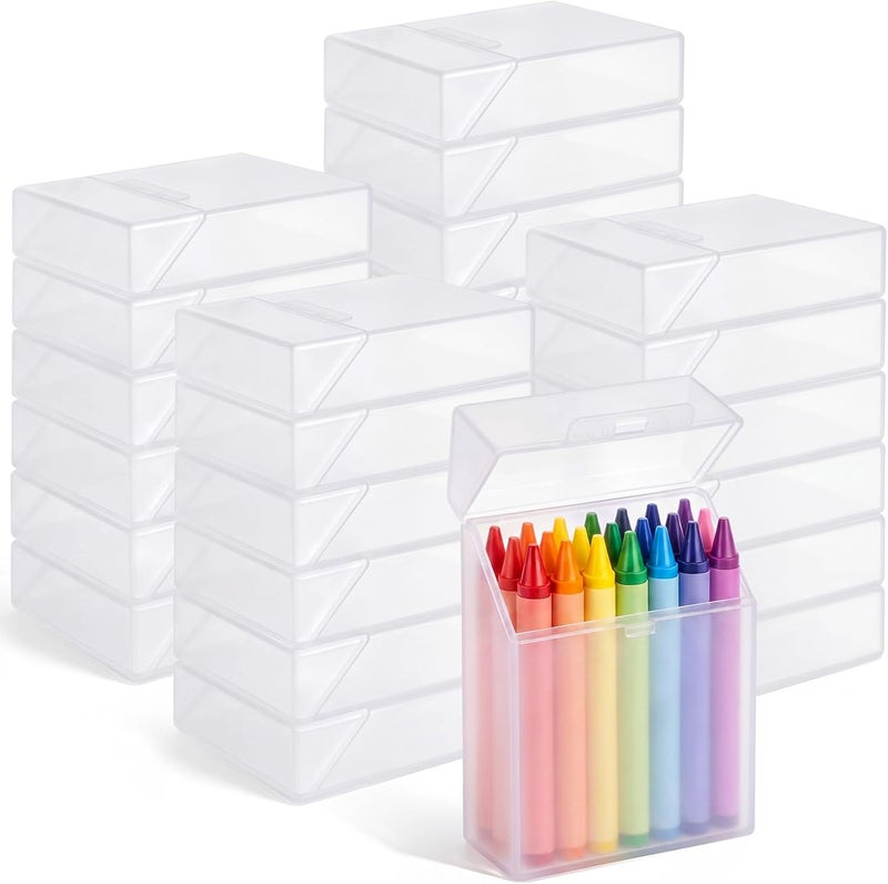 Clabby 48 Pcs Plastic Crayon Organizer Case for 24 Count Crayons Kids Art Supply Storage Box with Lid, Portable Holder for Classroom Home Travel, Fits Standard 24-Pack Crayon (Clear) - Image 1