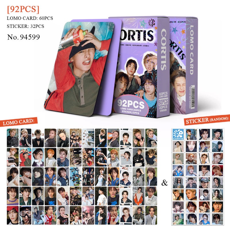 CORTIS Lomocard & Sticker Set – 92PCS (60 Lomocards + 32 Random Stickers) | Aesthetic Photo Card Collection for Fans