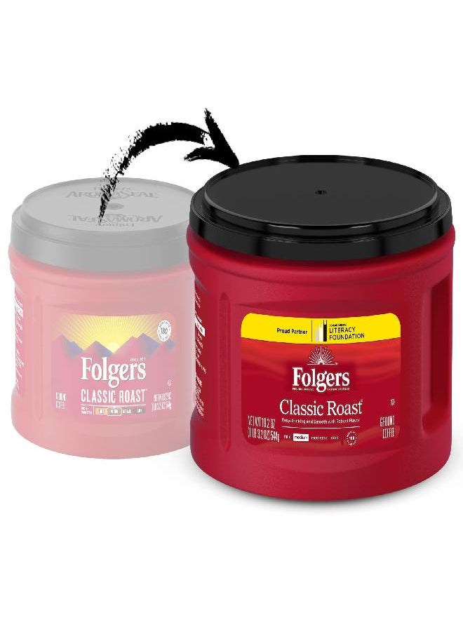 Folgers - Folgers Classic Roast Ground Coffee, Medium Roast Coffee, 19.2 Ounce Canister - Image 1