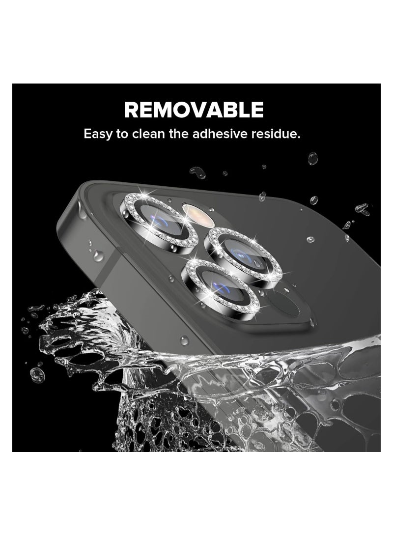 ELTRAZONE ELTERAZONE Compatible for iPhone 13 Pro Max(6.7’’) iPhone 13 Pro(6.1’’) 2021 Camera Lens Protector, 9H Tempered Glass Film Full Cover Glitter Diamond Sticker Accessories for iPhone 13 Pro/Pro Max - Image 4