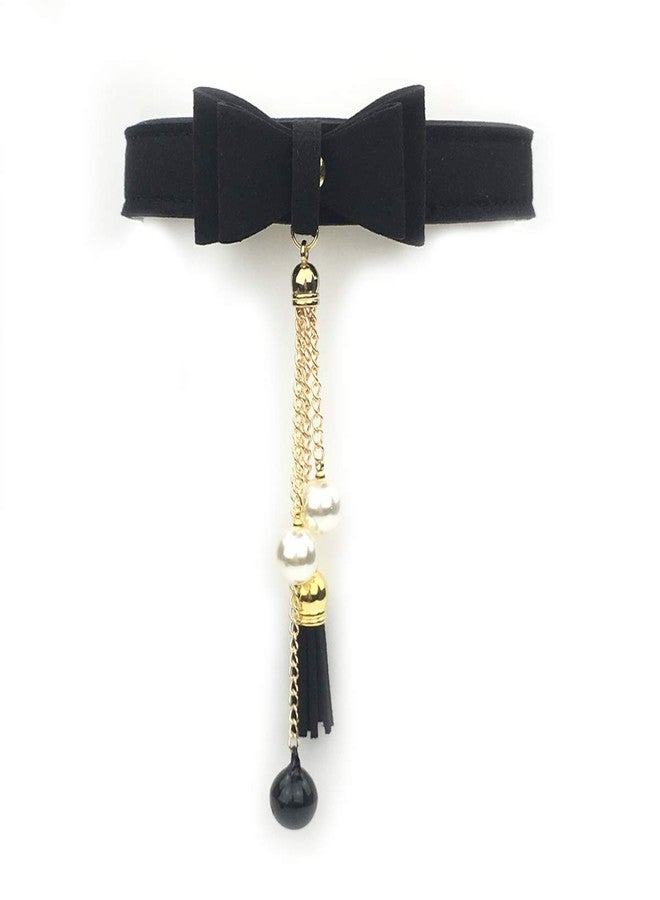 Succuba Bell Choker Collar Necklace Lolita Bow Collar Cat Kitty Velvet Necklace (T) - Image 3