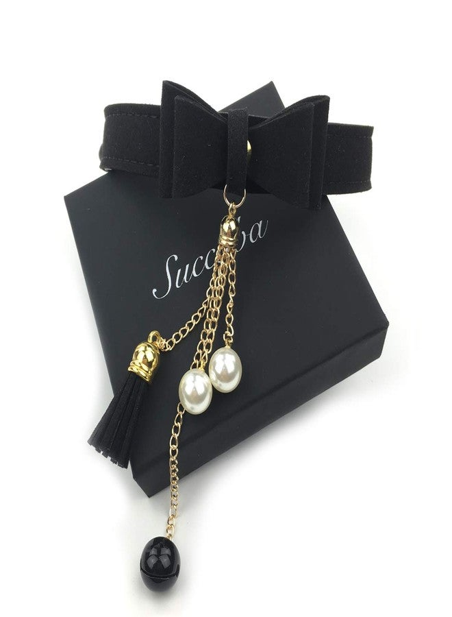 Succuba Bell Choker Collar Necklace Lolita Bow Collar Cat Kitty Velvet Necklace (T) - Image 5