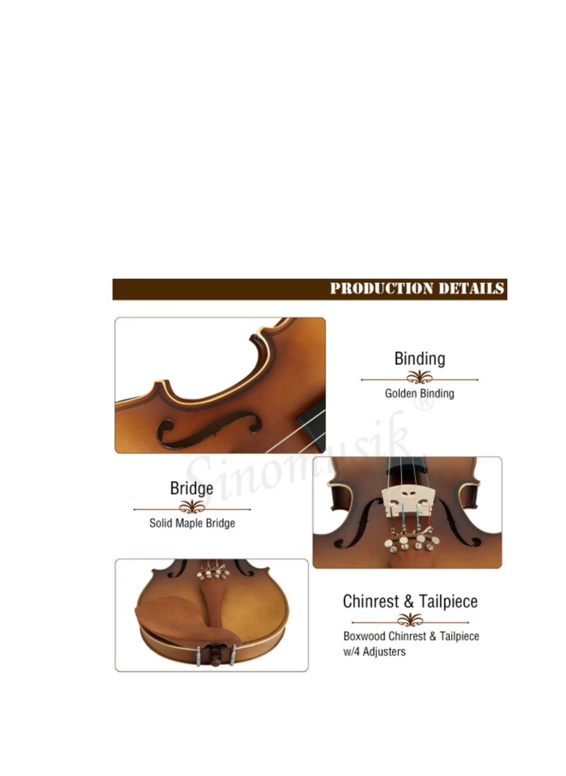 Megarya - 4/4 Antique Violin Gold Lacquer Finish With Solid Wood - Image 1