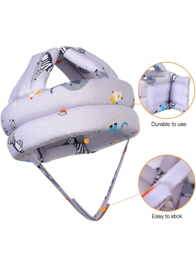 TORASO خوذة أمان الأطفال من TORASO، واقي رأس للأطفال الرضع للحبو، وسادة رأس واقية، خوذة ناعمة للأطفال الذين يتعلمون المشي، حديقة حيوانات رمادية - Image 4