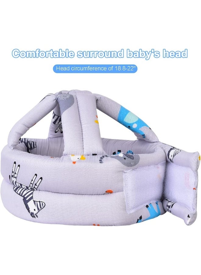 TORASO خوذة أمان الأطفال من TORASO، واقي رأس للأطفال الرضع للحبو، وسادة رأس واقية، خوذة ناعمة للأطفال الذين يتعلمون المشي، حديقة حيوانات رمادية - Image 3