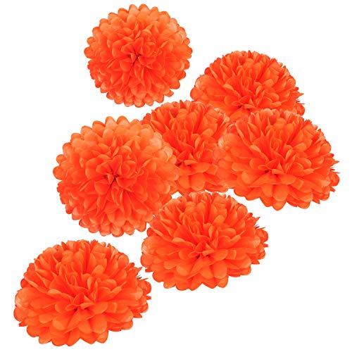 MISU 10" Orange Tissue Pom Poms DIY Tissue Paper Flowers for Birthday Wedding Baby Shower Tea Party Dessert Table Decoration, Pack of 18 - Image 1