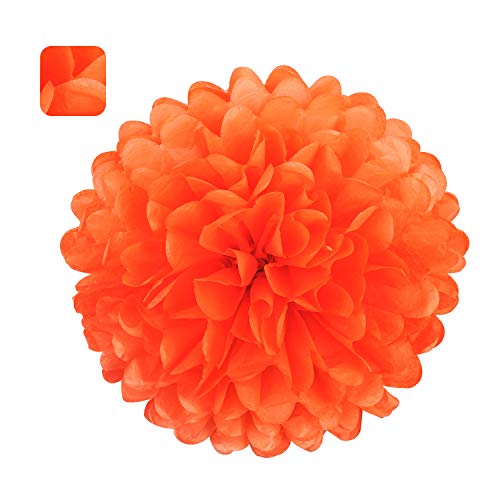 MISU 10" Orange Tissue Pom Poms DIY Tissue Paper Flowers for Birthday Wedding Baby Shower Tea Party Dessert Table Decoration, Pack of 18 - Image 2
