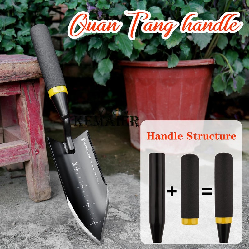Kemaier Heavy-Duty Trowel Garden Tool, Stainless Steel Serrated Hand Shovel for Effortless Digging, Weed Control, and Precise Bulb Planting - Image 4