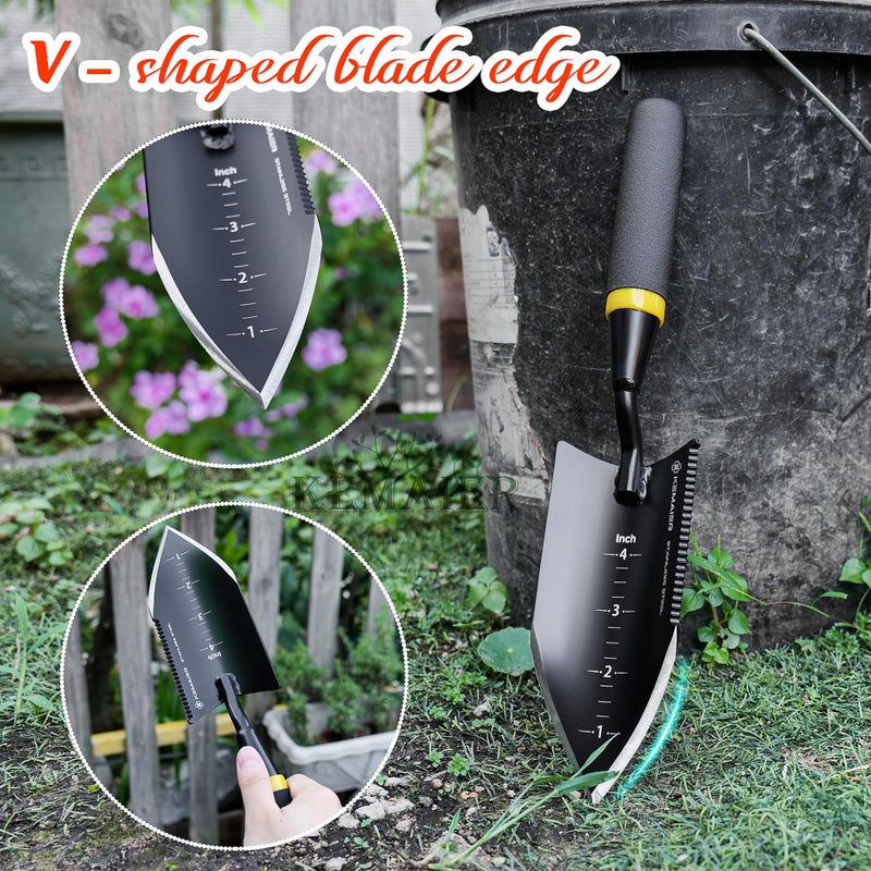 Kemaier Heavy-Duty Trowel Garden Tool, Stainless Steel Serrated Hand Shovel for Effortless Digging, Weed Control, and Precise Bulb Planting - Image 3