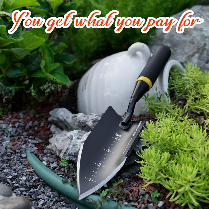 Kemaier Heavy-Duty Trowel Garden Tool, Stainless Steel Serrated Hand Shovel for Effortless Digging, Weed Control, and Precise Bulb Planting - Image 5