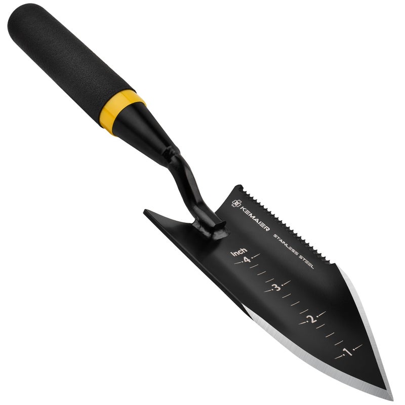 Kemaier Heavy-Duty Trowel Garden Tool, Stainless Steel Serrated Hand Shovel for Effortless Digging, Weed Control, and Precise Bulb Planting - Image 1