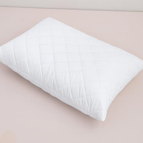 LINENWALAS Cotton Quilted Pillow Cover - Set of 2 | Ultra-Soft, Cooling & Breathable | Skin & Hair Friendly |Zipper Closure | Sweat-Absorbent & Hypoallergenic (20x36 Inches, White) - Image 2