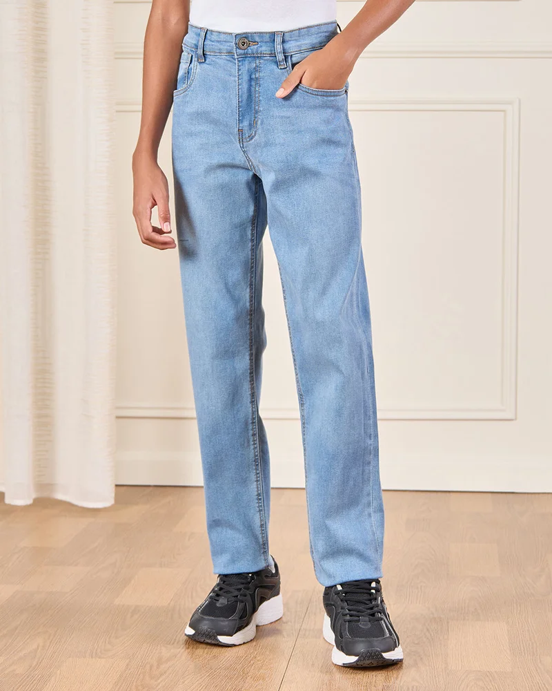 Redtag Senior Boys Blue Stretch Jeans