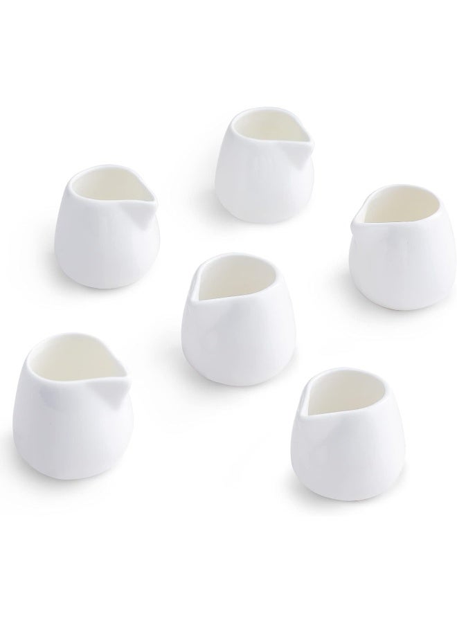 TAMAYKIM 3 oz Ceramic Cream Jugs, Mini Creamer Pitcher, White Porcelain Classic Creamers for Coffee, Tea, Milk, Jam, Sauces, 6 Pack  - Image 1