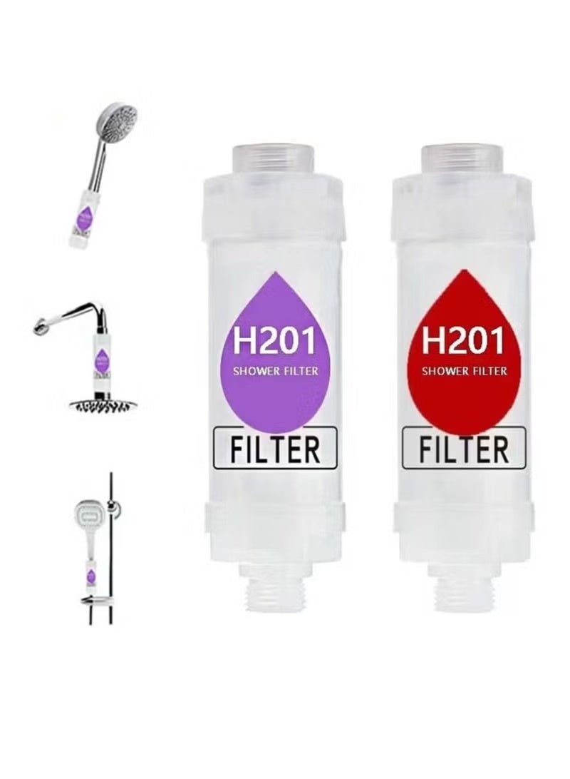 2-Piece Vitamin C Shower Filter, Shower Head Filter to Remove Chlorofluoride Deposits, with Beads to Purify Water, Helps Relieve Dry Skin and Hair Loss, Easy to Install (Lavender + Lavender) - Image 1