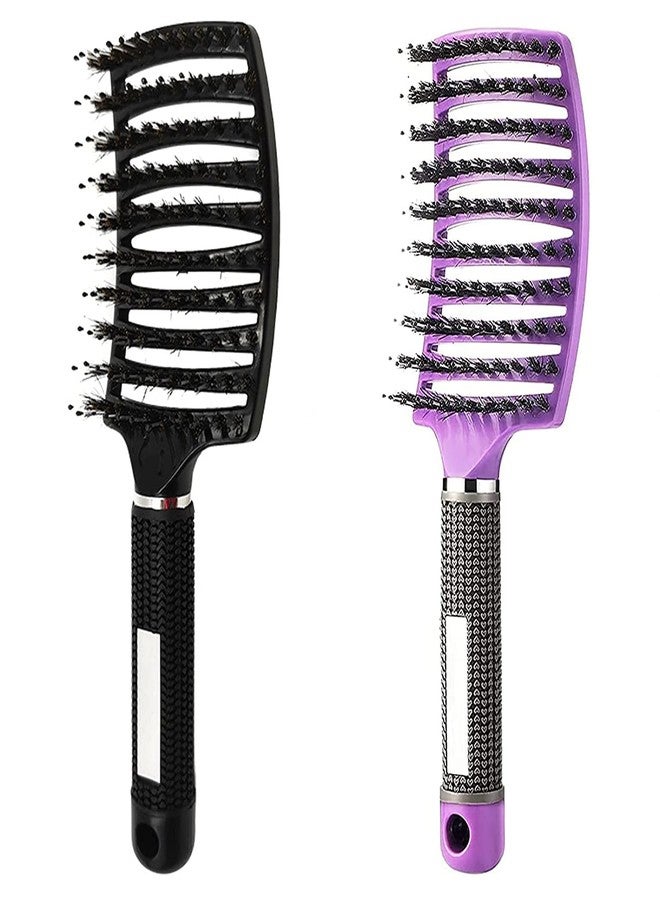 IAS Voremy Magical Brush Detangler, Detangling Brush, Curved and Vented for Wet or Dry Detangling Hair Brush for Men, Women & Kids’ Long, Thick, Thin, Curly & Tangled Hair Pack of 2 (Multicolor) - Image 1