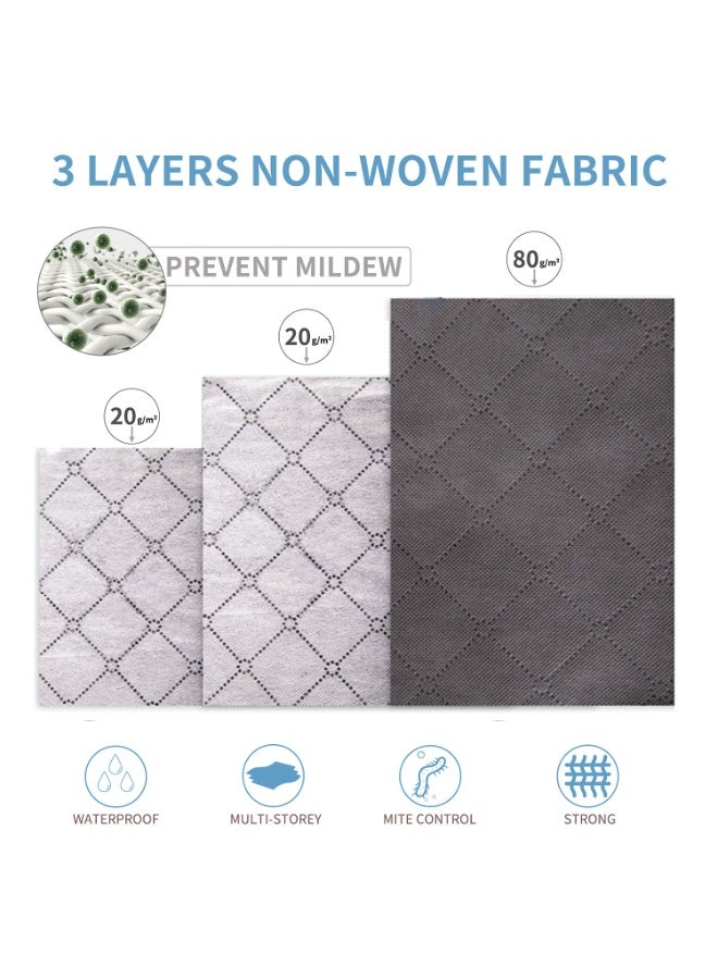 جيه زد اس حقيبة تخزين ملابس JZS سعة 90 لترًا، منظم ذو سعة كبيرة مصنوع من قماش غير منسوج سميك للألحفة وأغطية الأسرة والبطانيات، قابلة للطي مع نافذة شفافة، عبوة من 3 قطع (رمادي) - Image 3